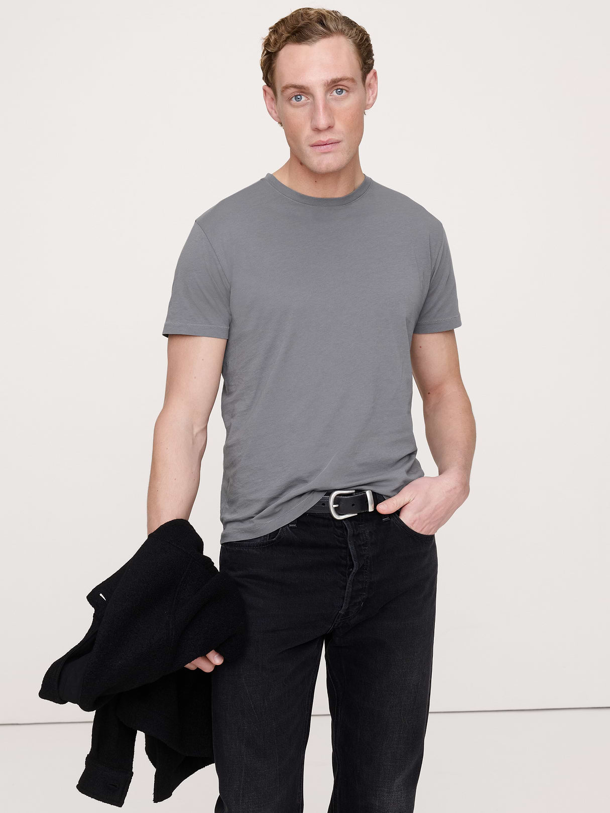 Lightweight Cotton Crew-Neck T-Shirt - Cinders Gray