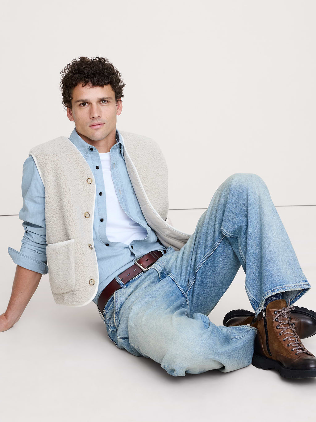 Standard-Fit Chambray Shirt - Light Blue
