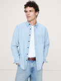 Standard-Fit Chambray Shirt - Light Blue