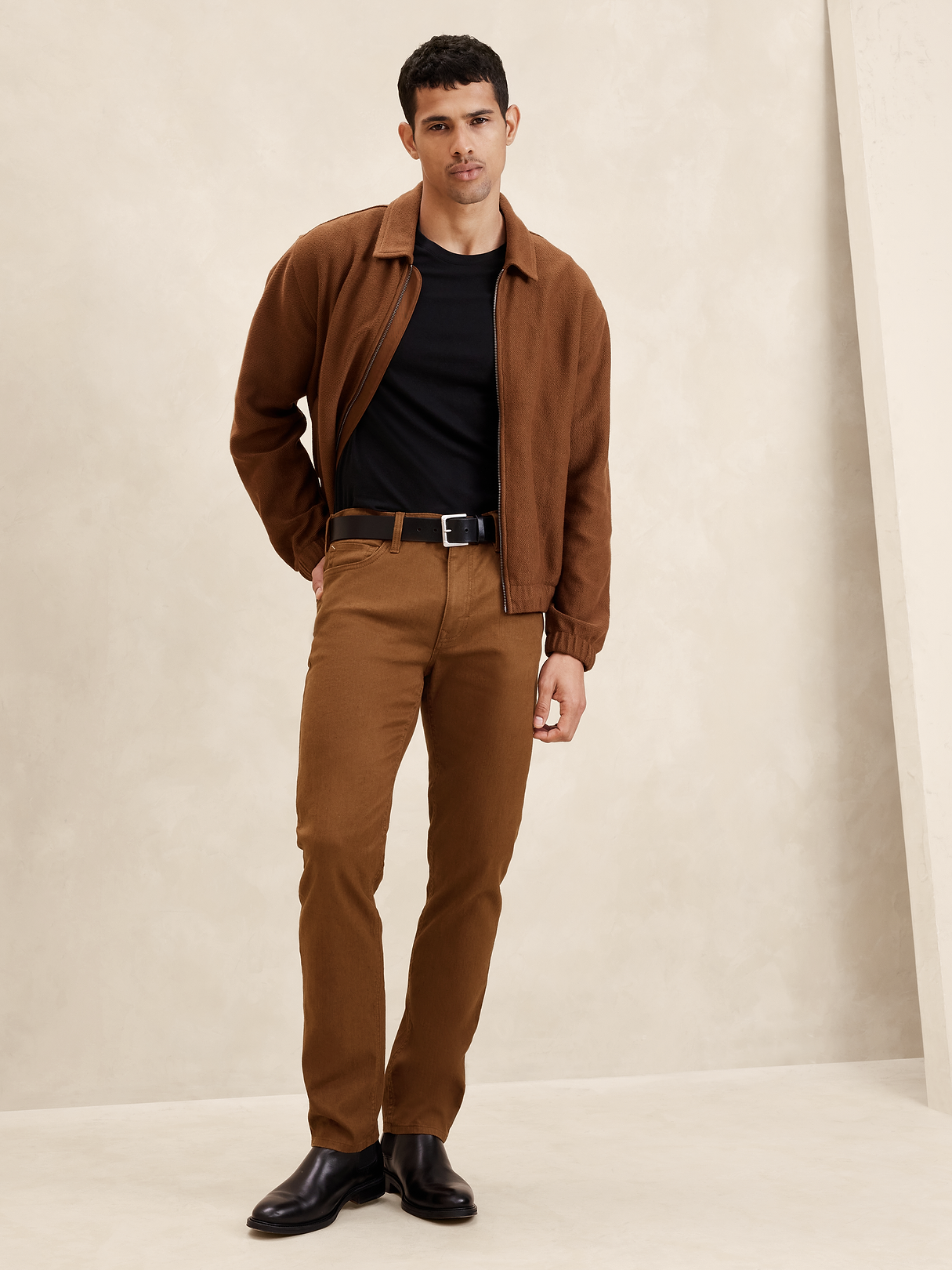 Slim Linen-Cotton Traveler Pant - Toasted Hickory Brown