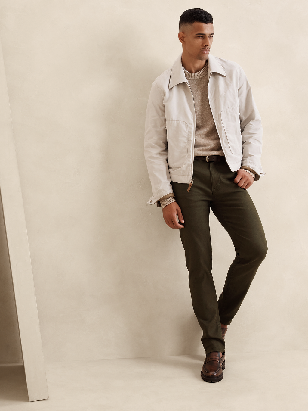 Slim Linen-Cotton Traveler Pant - Spiced Olive Green