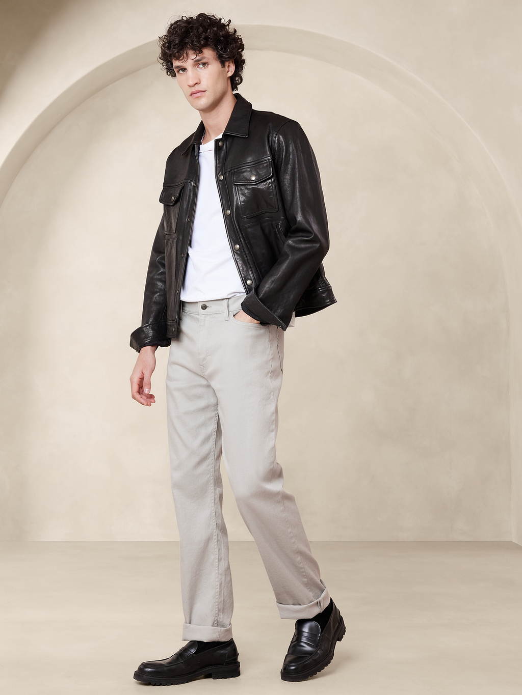 Slim Linen-Cotton Traveler Pant - Light Grey