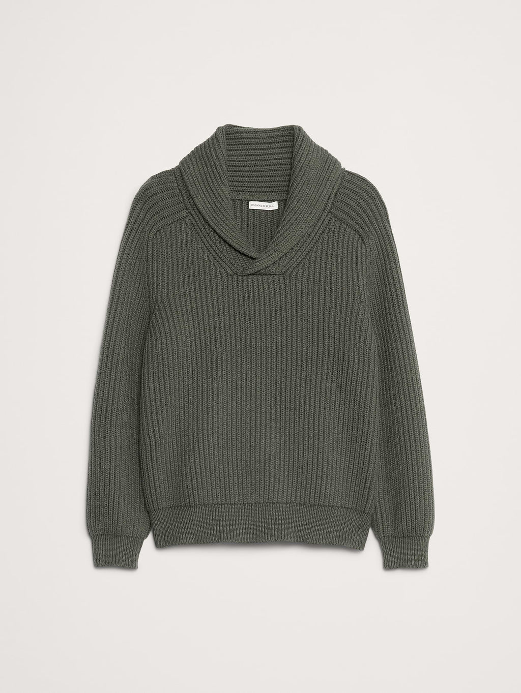 Ribbed Shawl-Collar Sweater - Yosemite Green