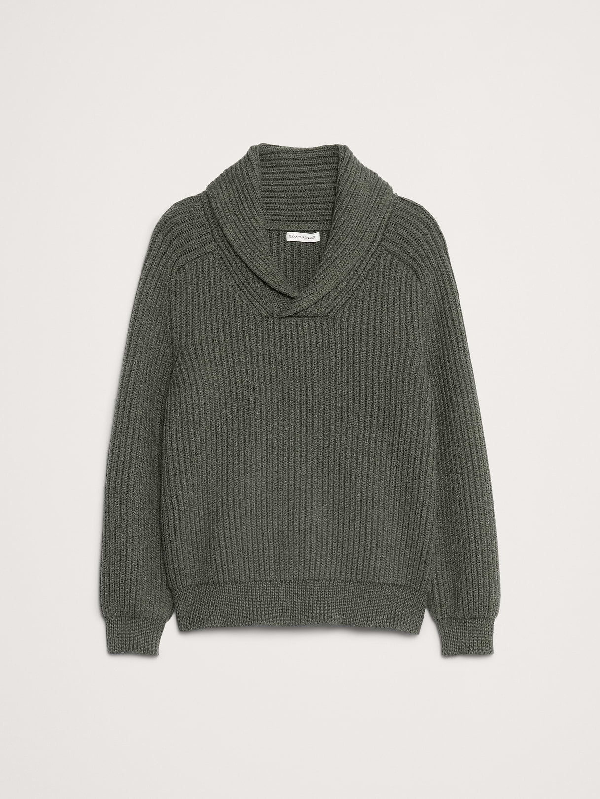Ribbed Shawl-Collar Sweater - Yosemite Green