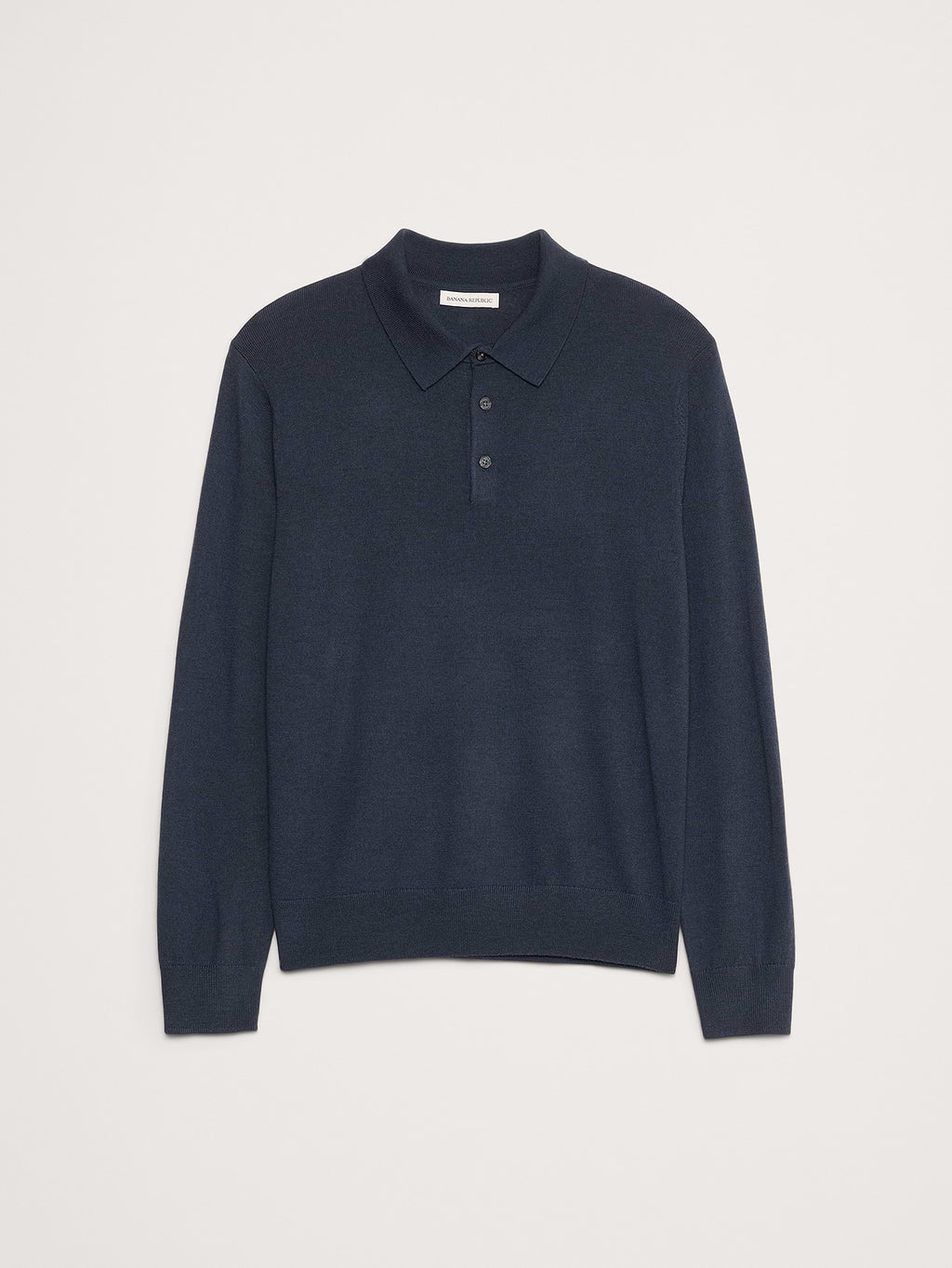 Merino Long-Sleeve Sweater Polo - True Blue Denim