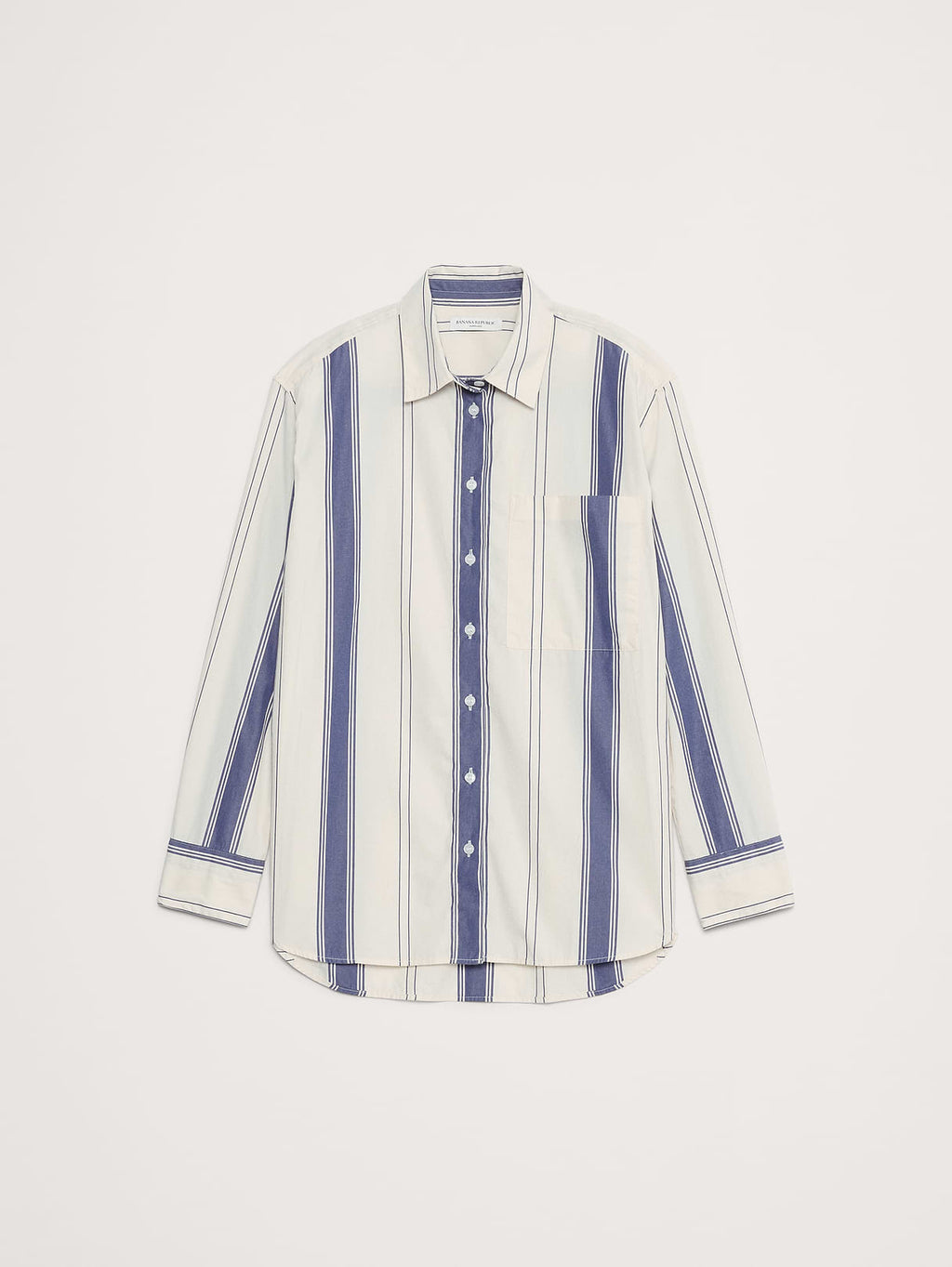 The Oversized Shirt in Cotton Poplin - Dark Multi Stripe