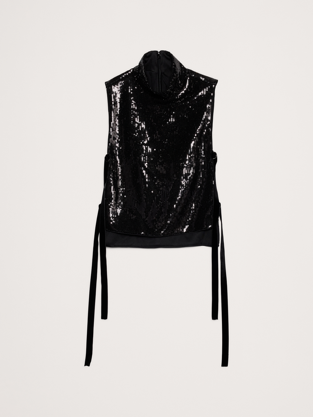 Sequin Open-Side Top - Black