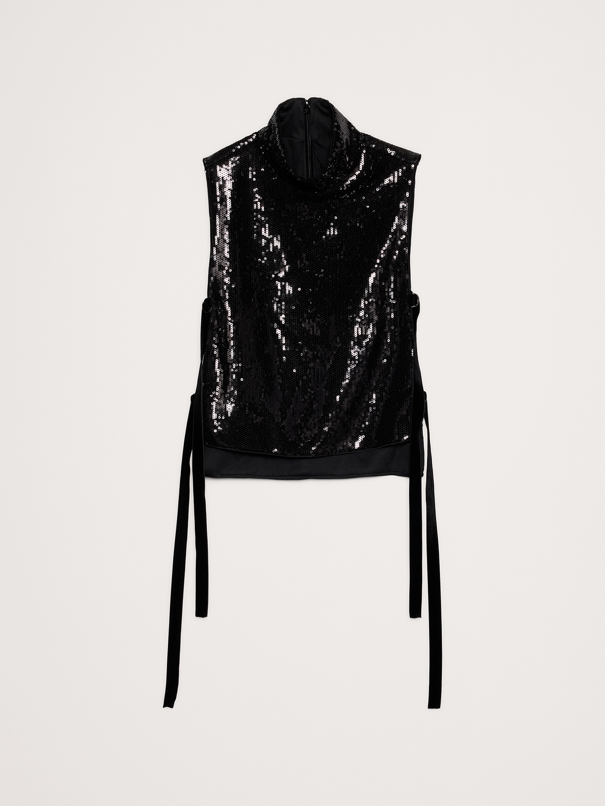Sequin Open-Side Top - Black
