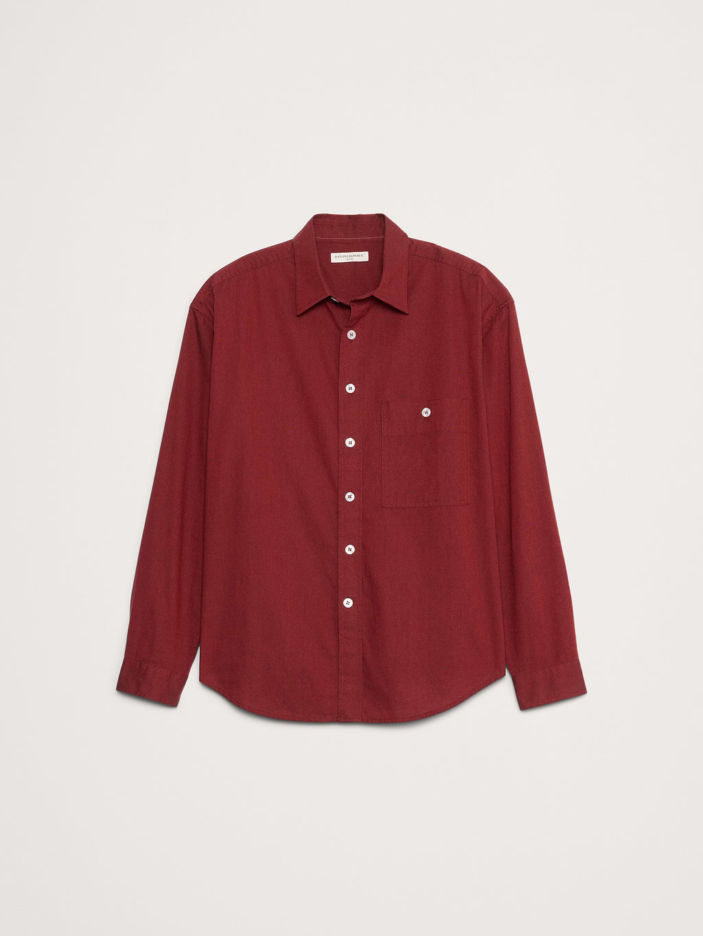 Relaxed-Fit Washed Cotton Poplin Shirt - Red