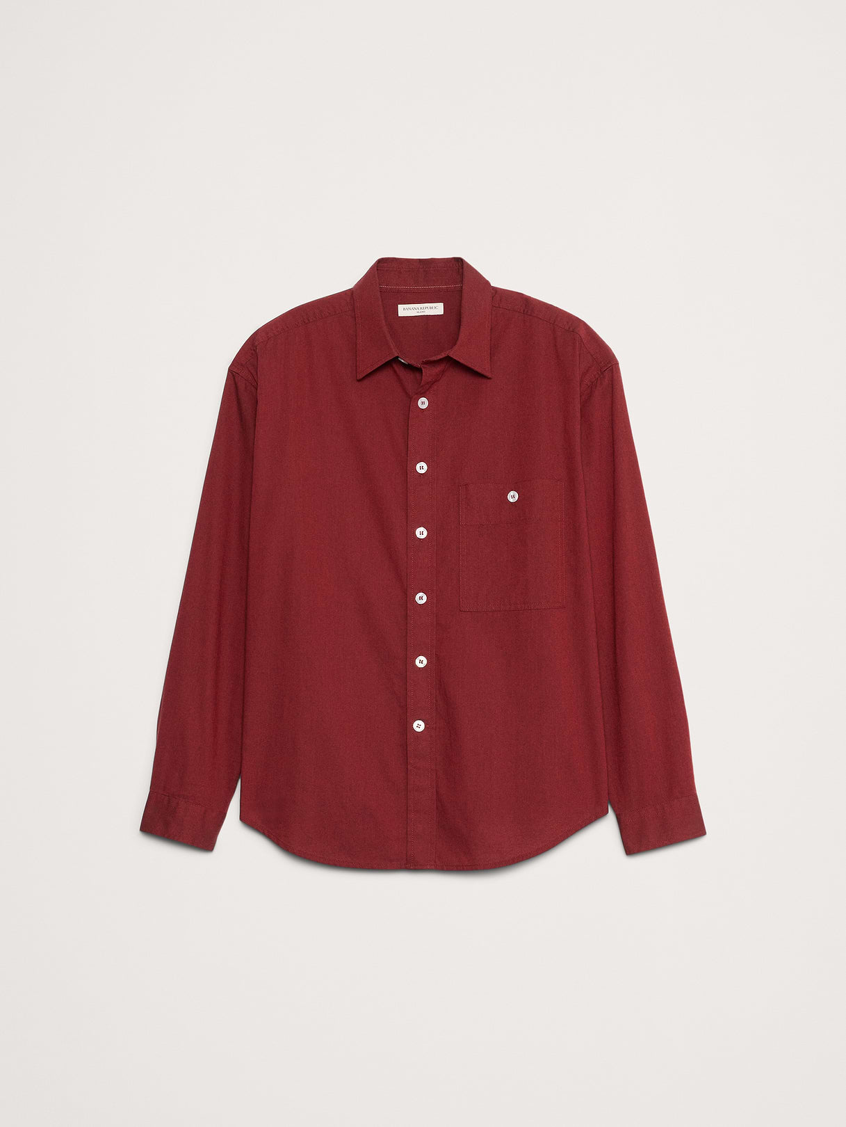 Relaxed-Fit Washed Cotton Poplin Shirt - Red