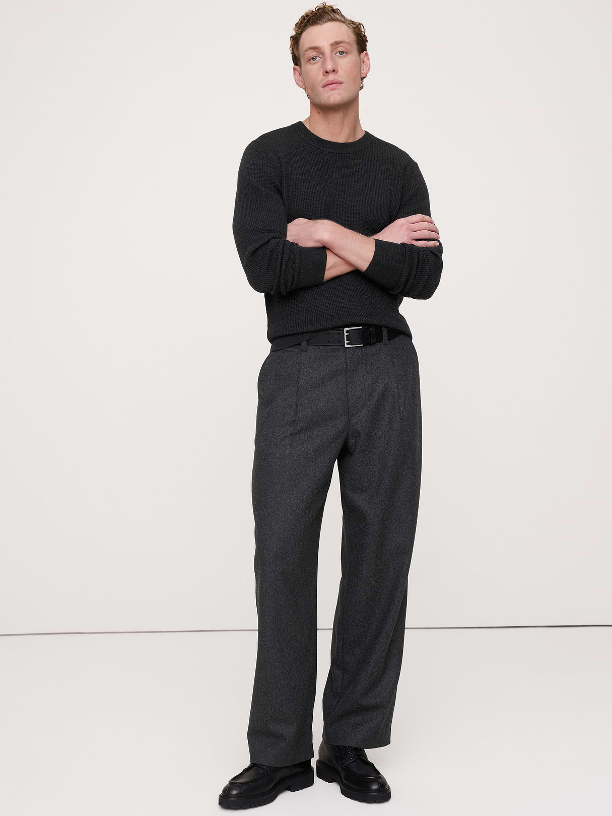 Merino Thermal Crew-Neck Sweater - Heather Charcoal Gray