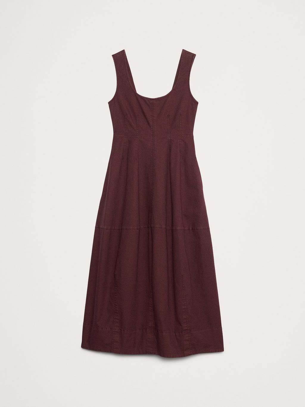Stretch-Cotton Barrel Midi Dress - Molasses Brown