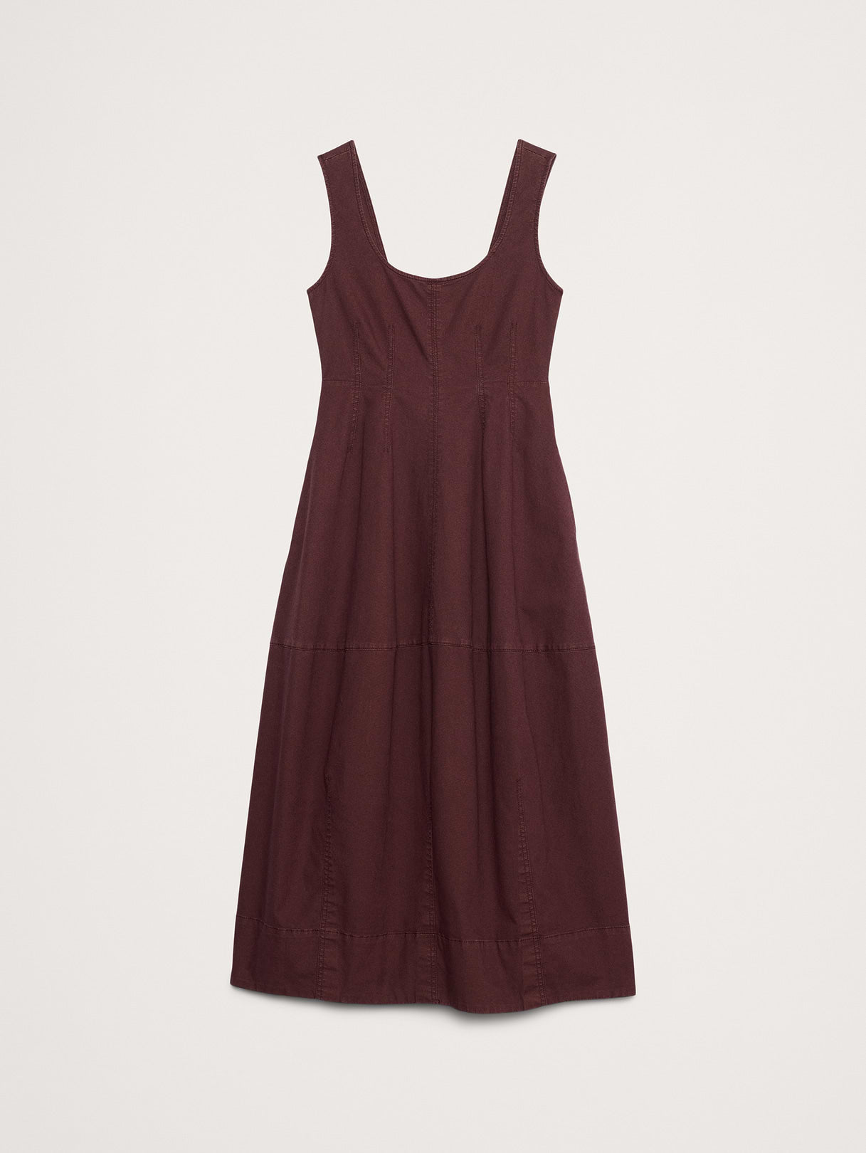 Stretch-Cotton Barrel Midi Dress - Molasses Brown