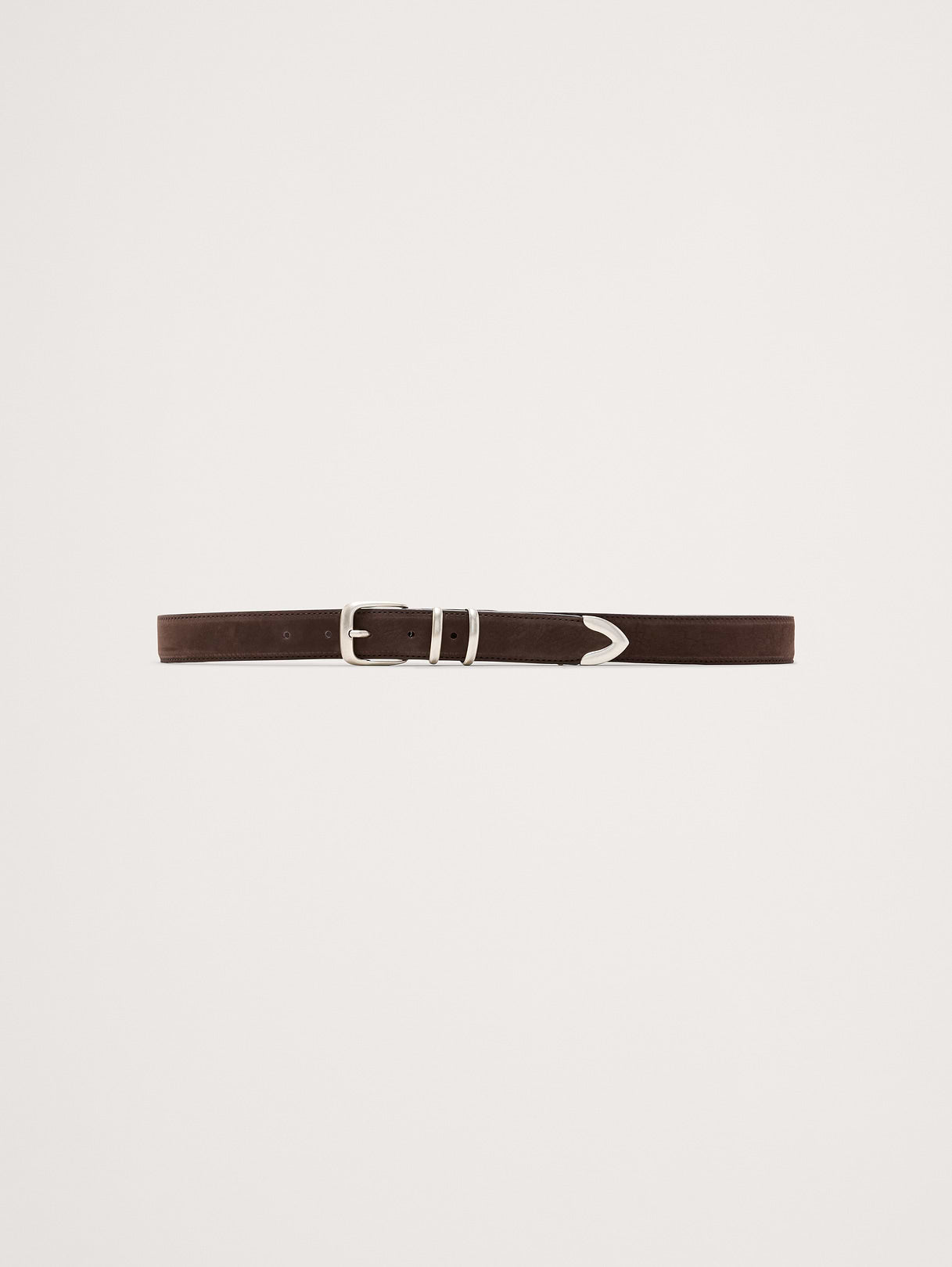 Nubuck Leather Ranger Belt - Dark Brown