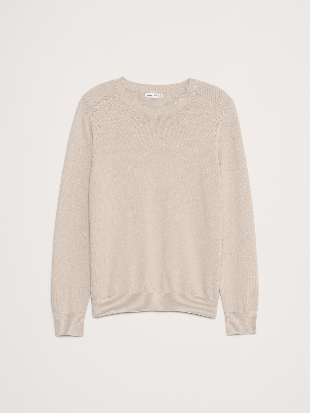 Cotton Crew-Neck Sweater - Light Khaki Beige