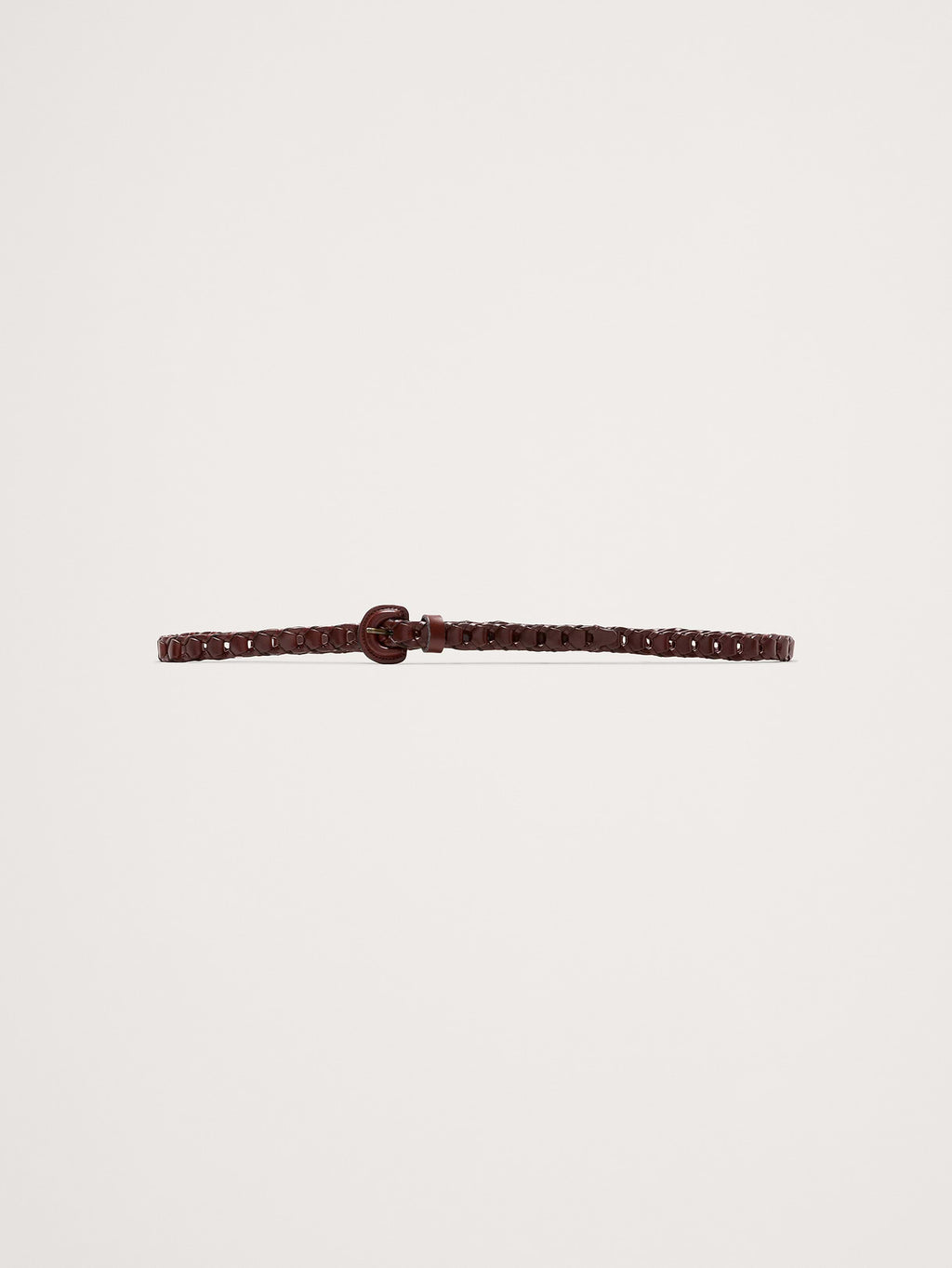 Skinny Woven Leather Belt - Cognac Brown