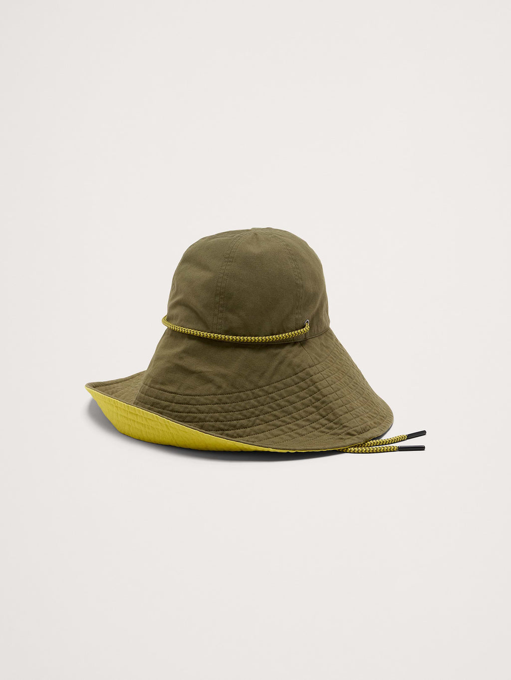 Cotton Canvas Sun Hat - Olive Green & Yellow Citrus Zest