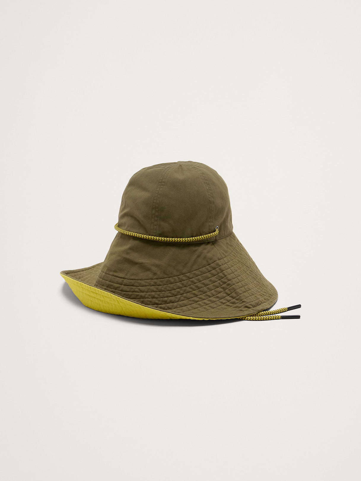 Cotton Canvas Sun Hat - Olive Green & Yellow Citrus Zest