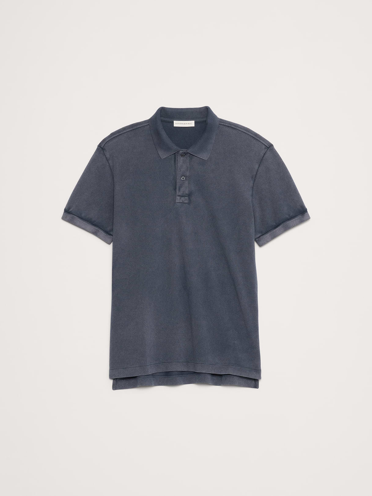 Sueded Cotton Pique Polo - Washed Navy Blue