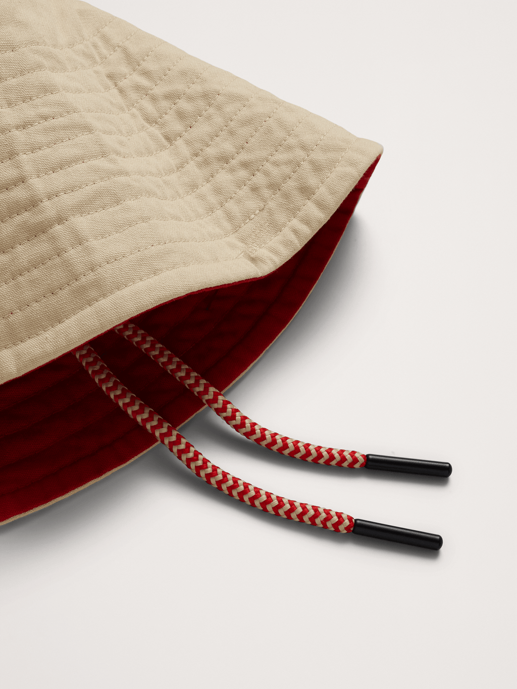Cotton Canvas Sun Hat - Butter Cream & Hot Red