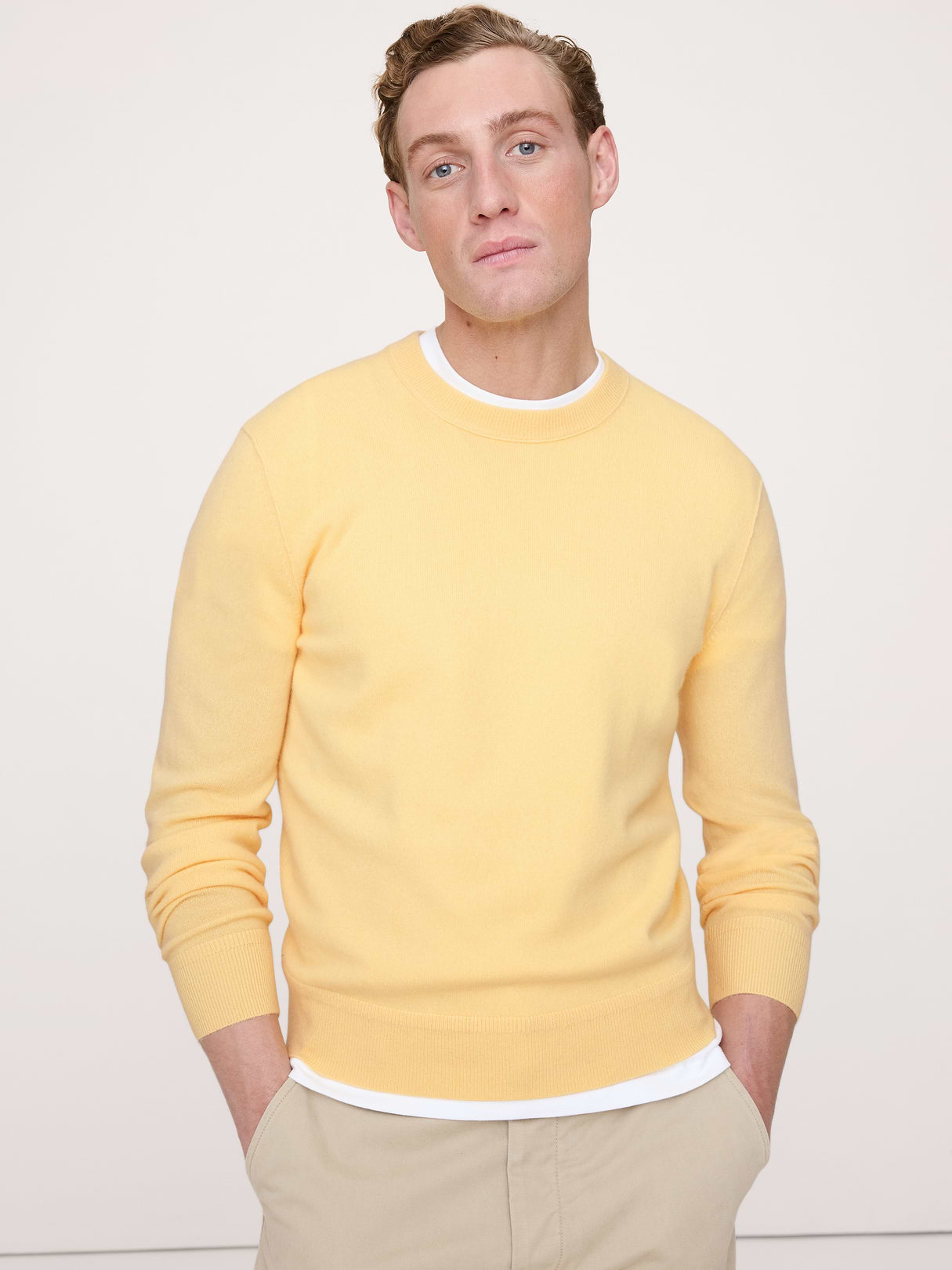 Cashmere Crew-Neck Sweater - Sahara Sun Yellow