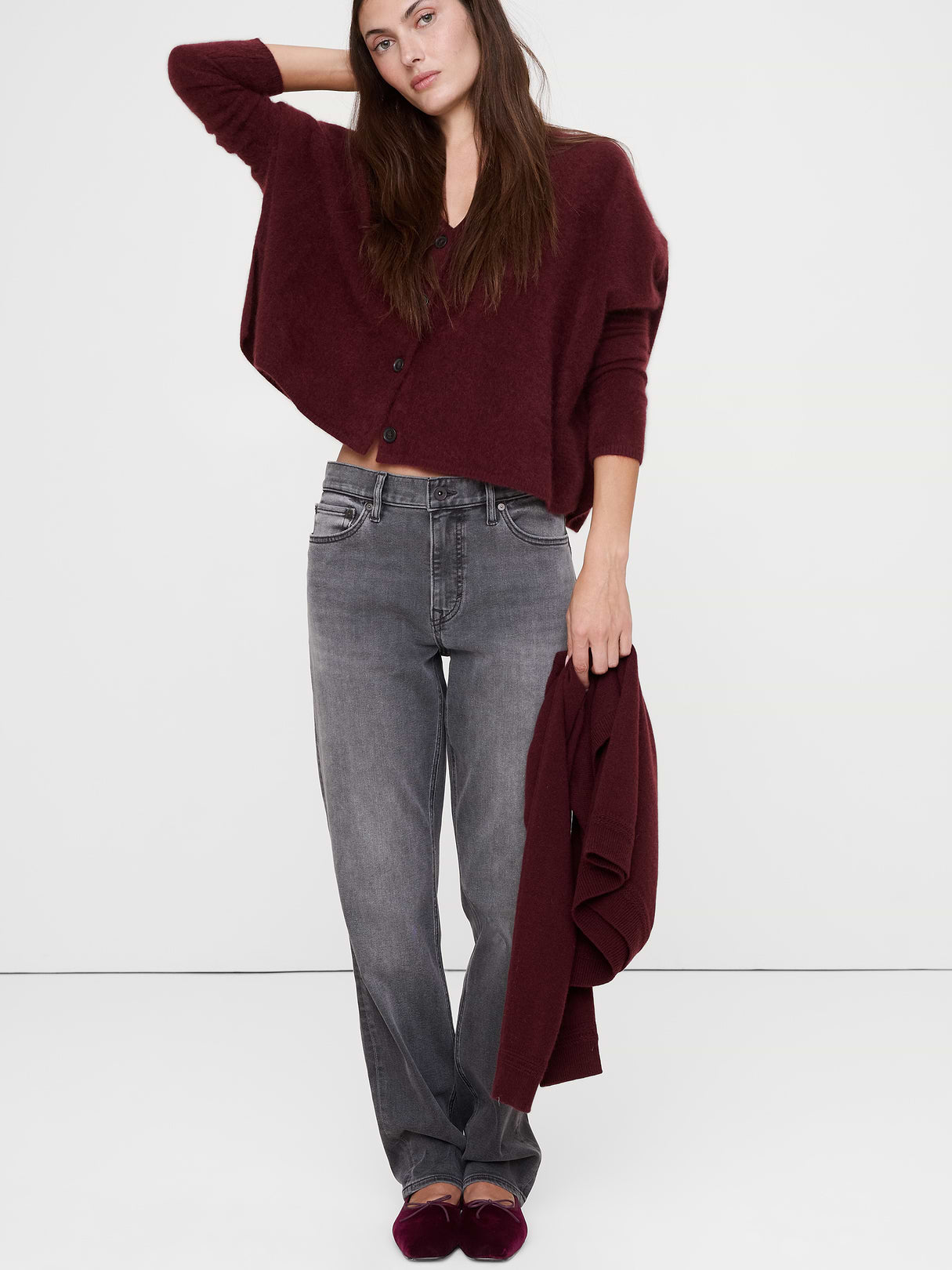 Jada Velvet Square-Toe Flat by Freda Salvador - Oxblood Red