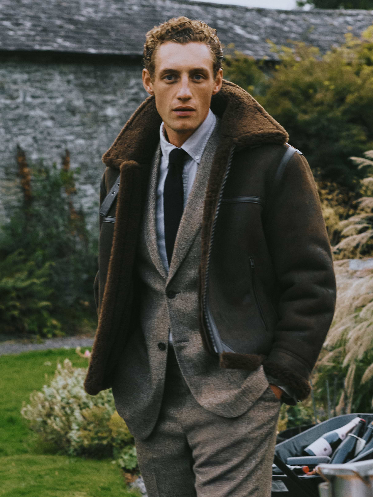Shearling Aviator Jacket - Dark Brown