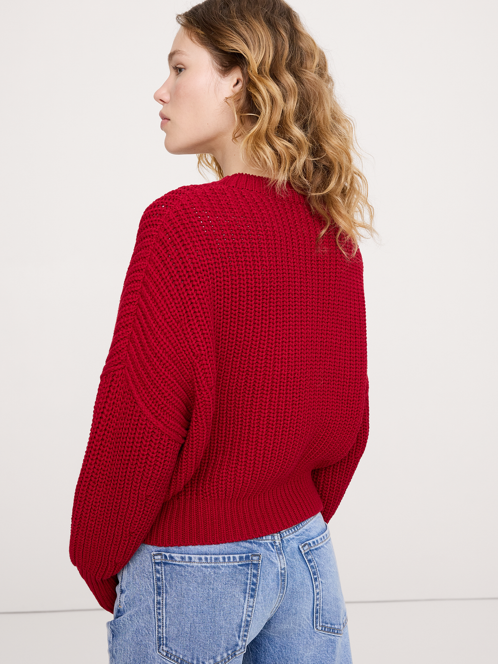 Chunky Cotton Crew-Neck Sweater - Red Star