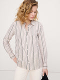 The Everyday Shirt in Cotton Poplin - Beige Stripe