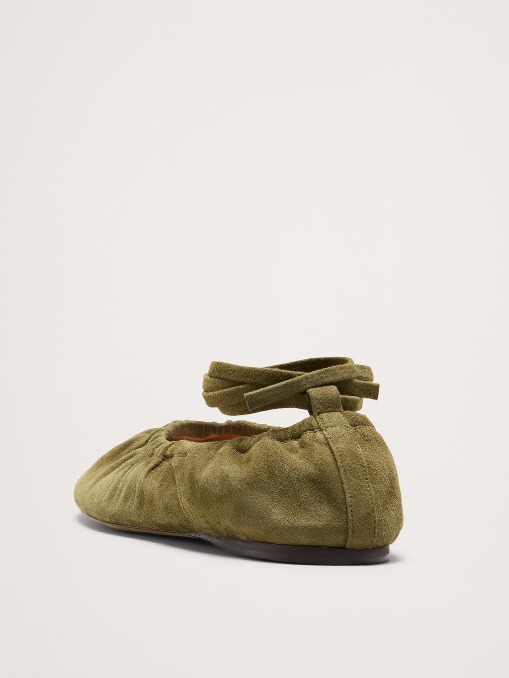 Ruched Suede Ballet Flat - Sage Green