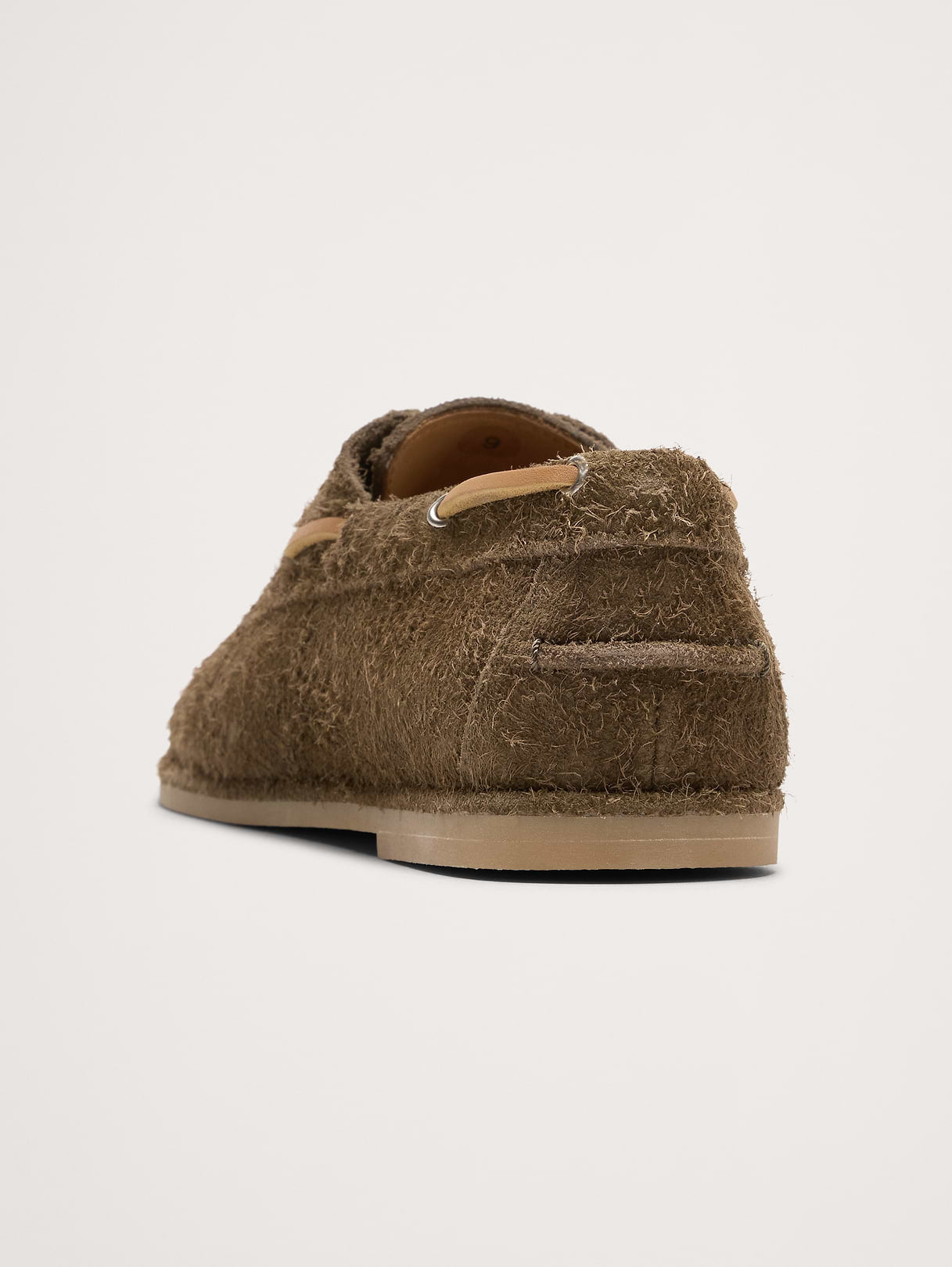 Textured Italian Suede Boat Shoe - Olive Green