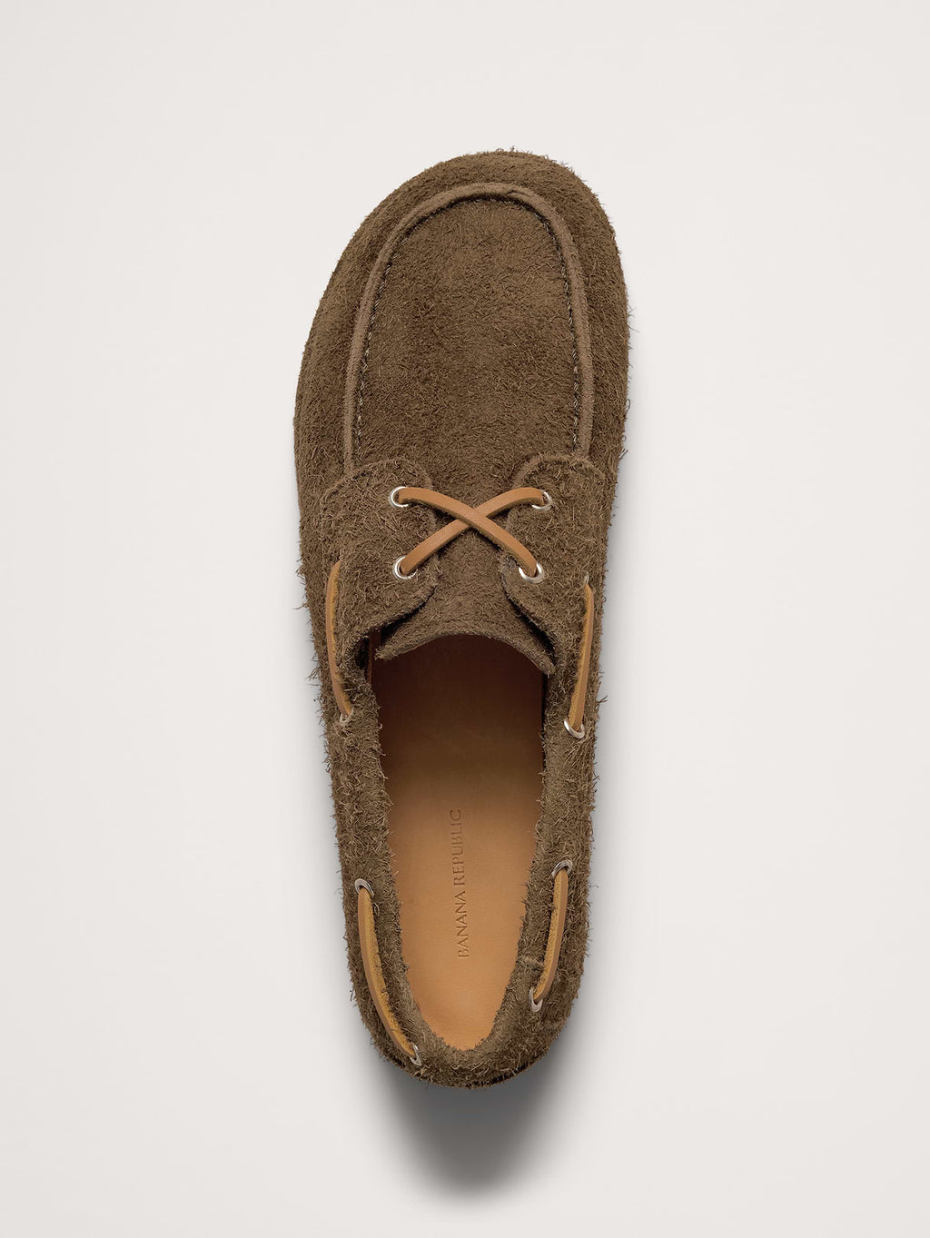 Textured Italian Suede Boat Shoe - Olive Green