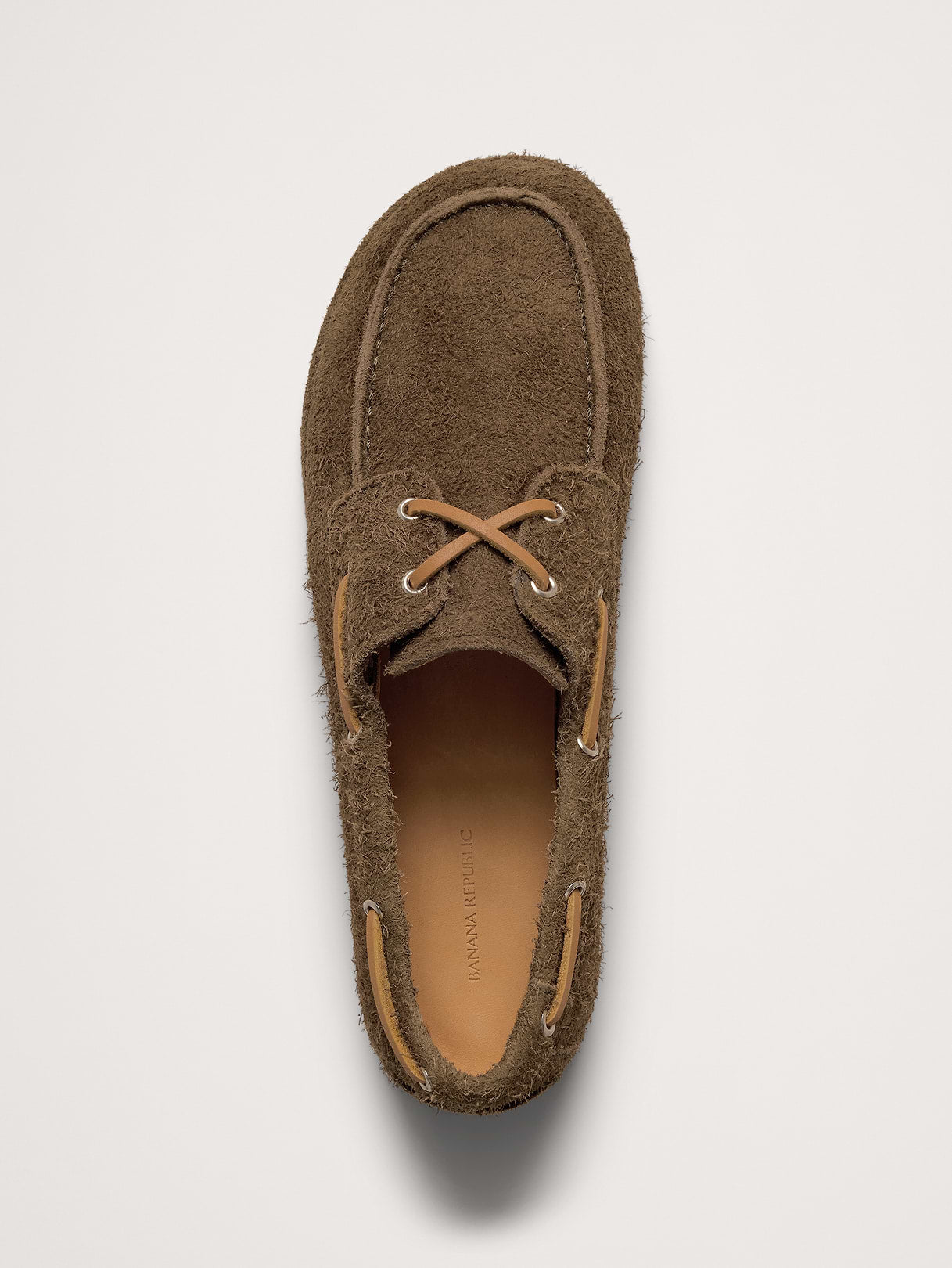 Textured Italian Suede Boat Shoe - Olive Green