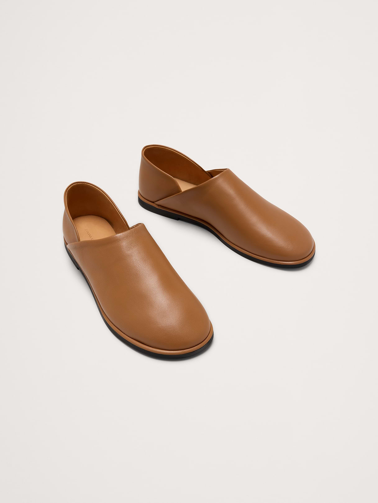 Italian Leather Slip-On Flats - Tan