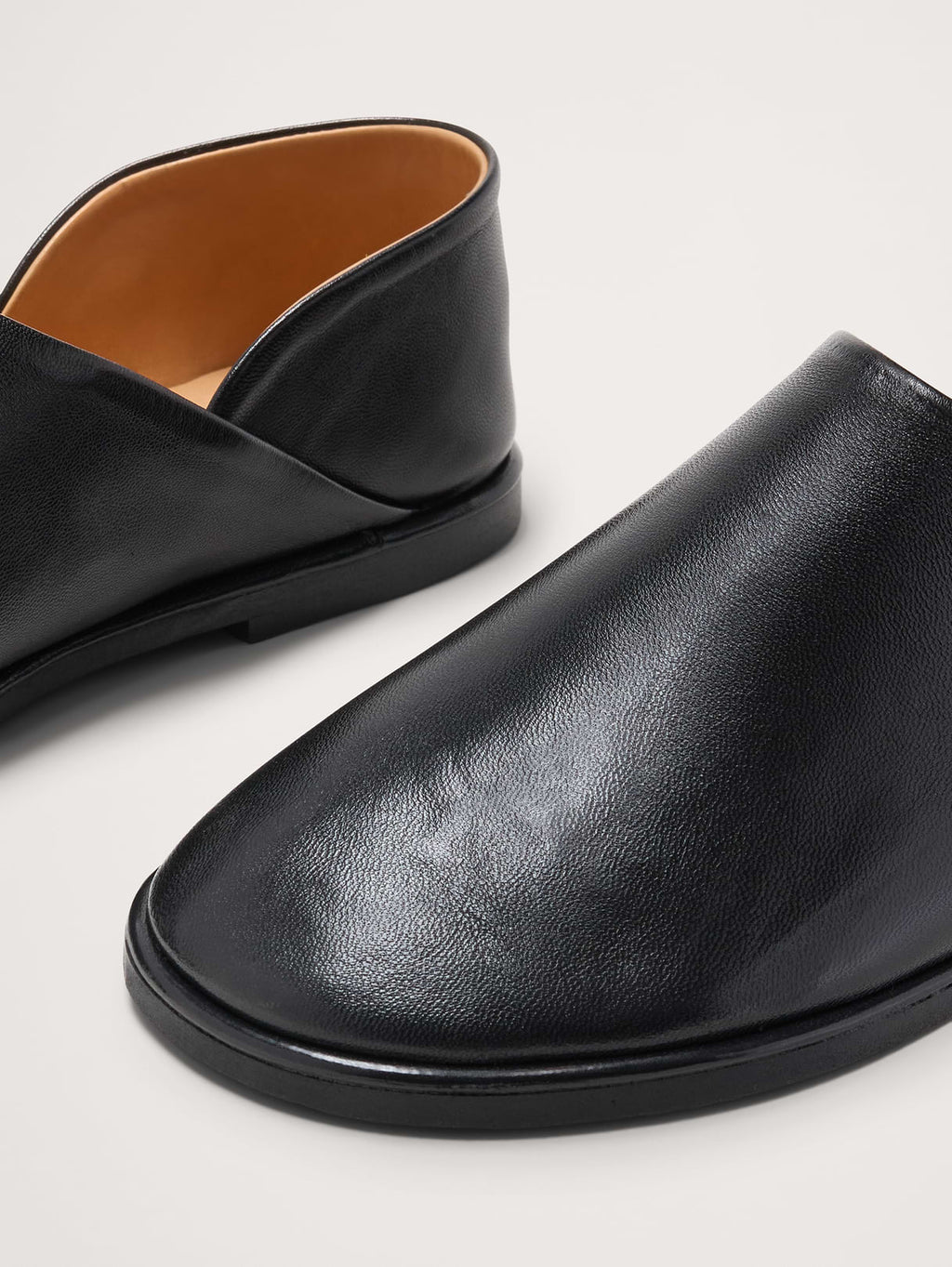 Italian Leather Slip-On Flats - Black