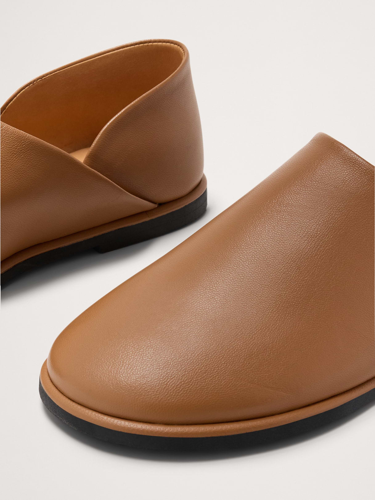 Italian Leather Slip-On Flats - Tan