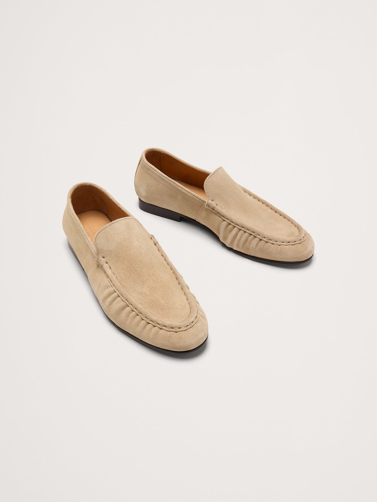 Italian Suede Moc-Toe Loafer - Natural Beige