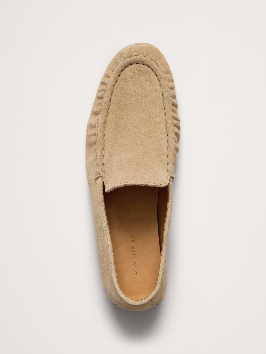 Italian Suede Moc-Toe Loafer - Natural Beige