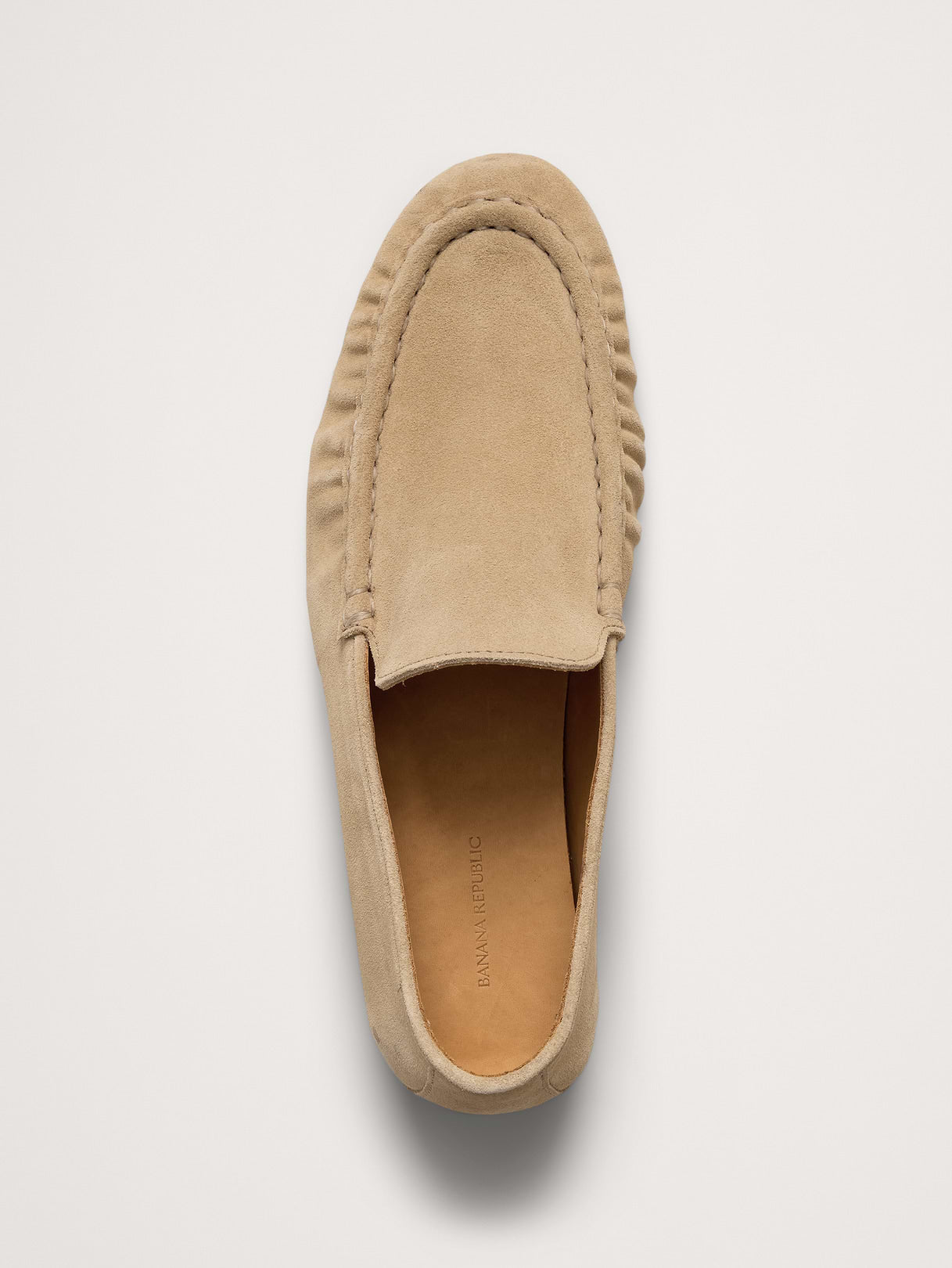 Italian Suede Moc-Toe Loafer - Natural Beige