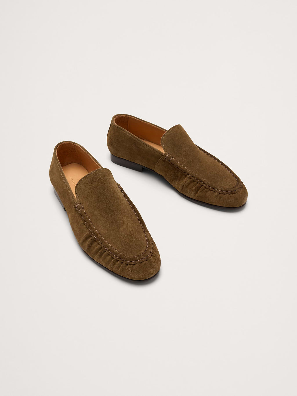 Italian Suede Moc-Toe Loafer - Olive Green