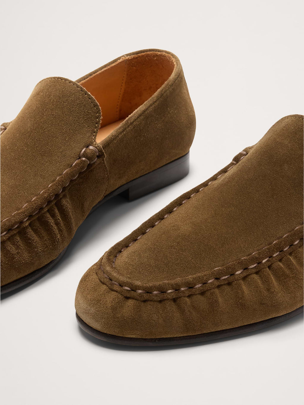Italian Suede Moc-Toe Loafer - Olive Green