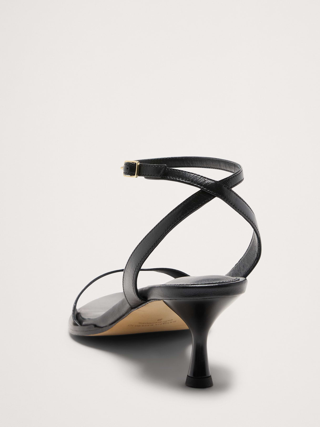 Italian Leather Kitten-Heel Sandal - Black