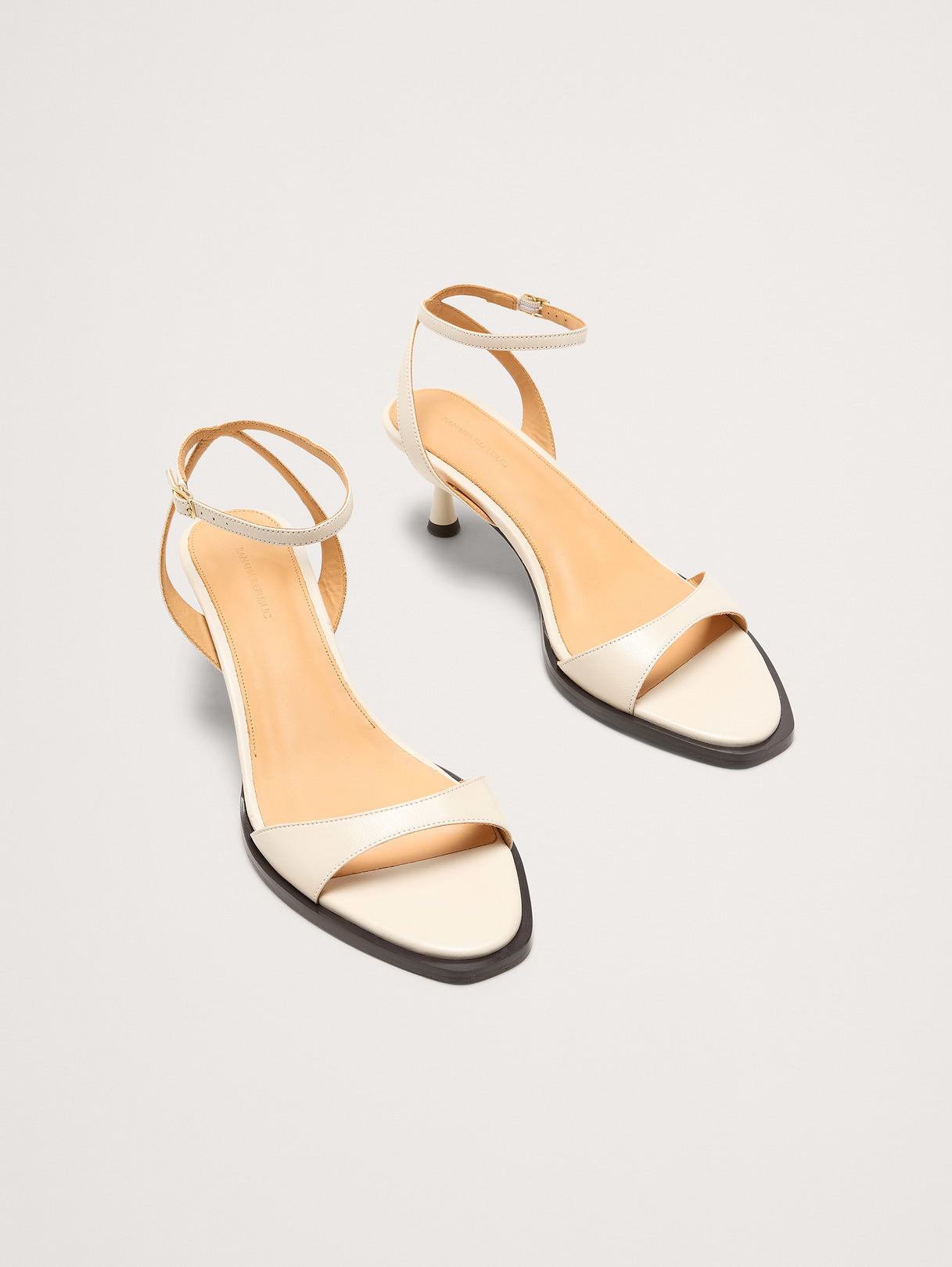 Italian Leather Kitten-Heel Sandal - Bone