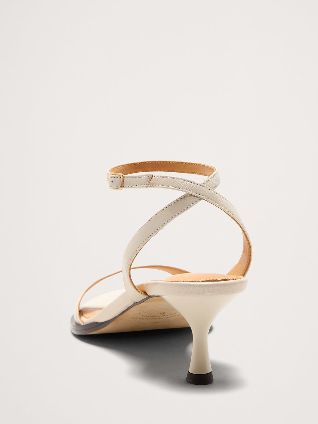 Italian Leather Kitten-Heel Sandal - Bone