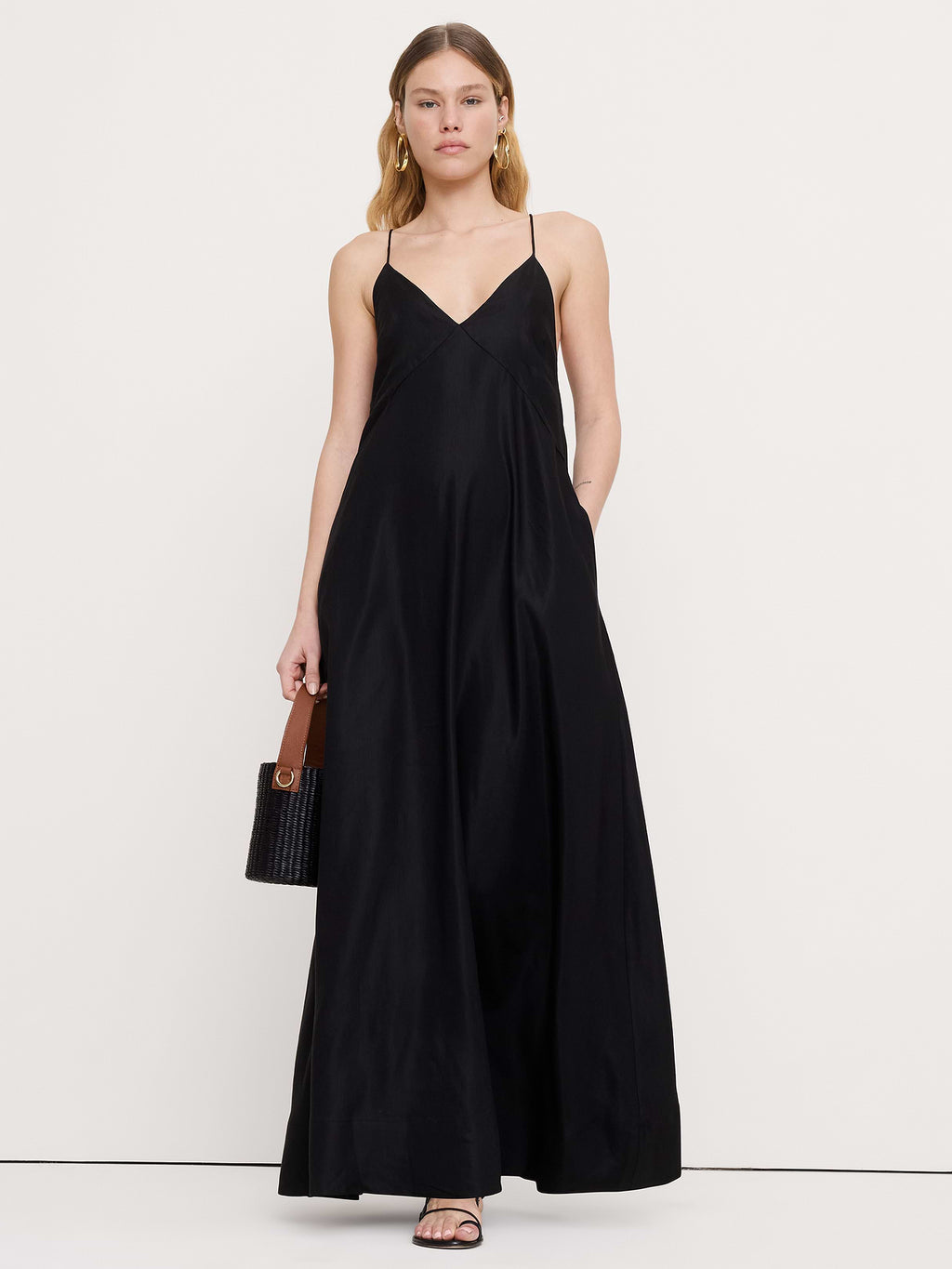 Viscose-Linen Maxi Dress - Black