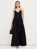 Viscose-Linen Maxi Dress - Black
