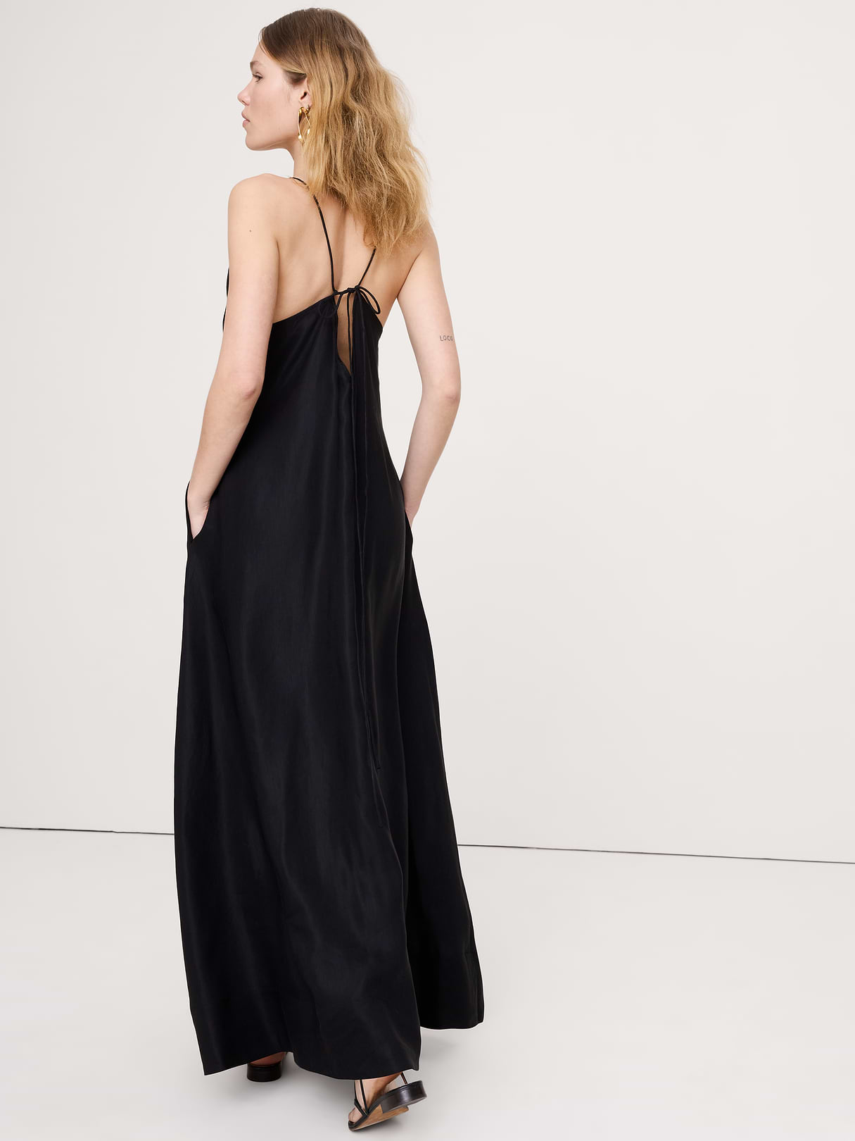 Viscose-Linen Maxi Dress - Black