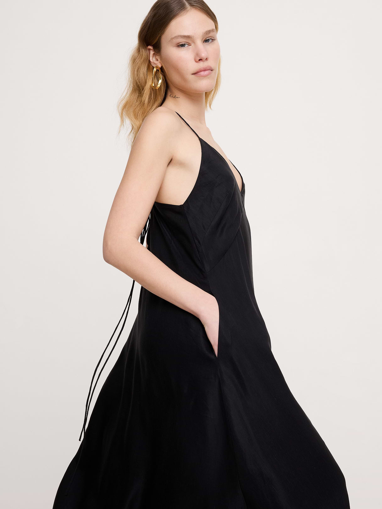 Viscose-Linen Maxi Dress - Black