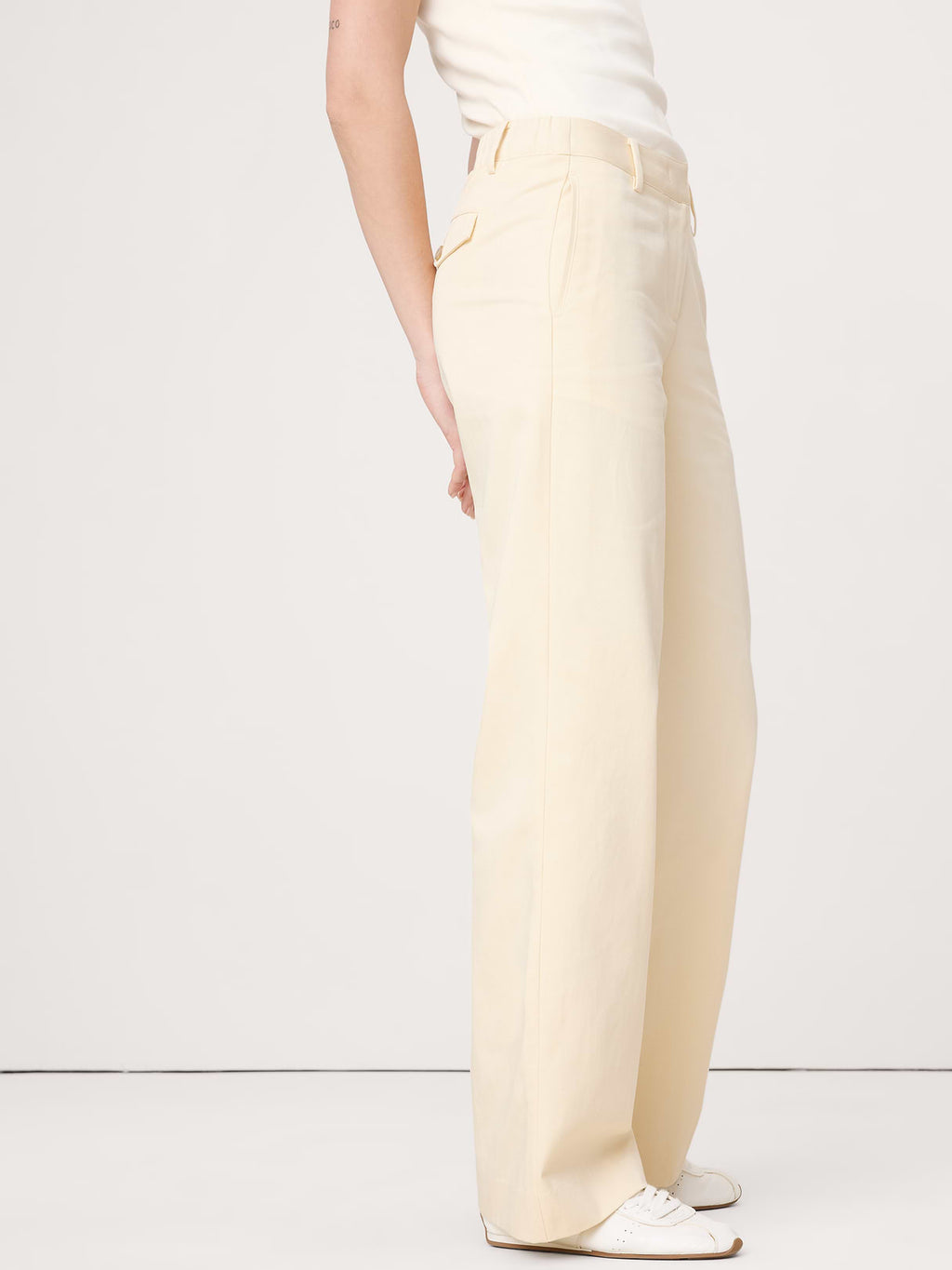 The Everyday Wide-Leg Pant in Tencel™-Cotton - Mother of Pearl Beige