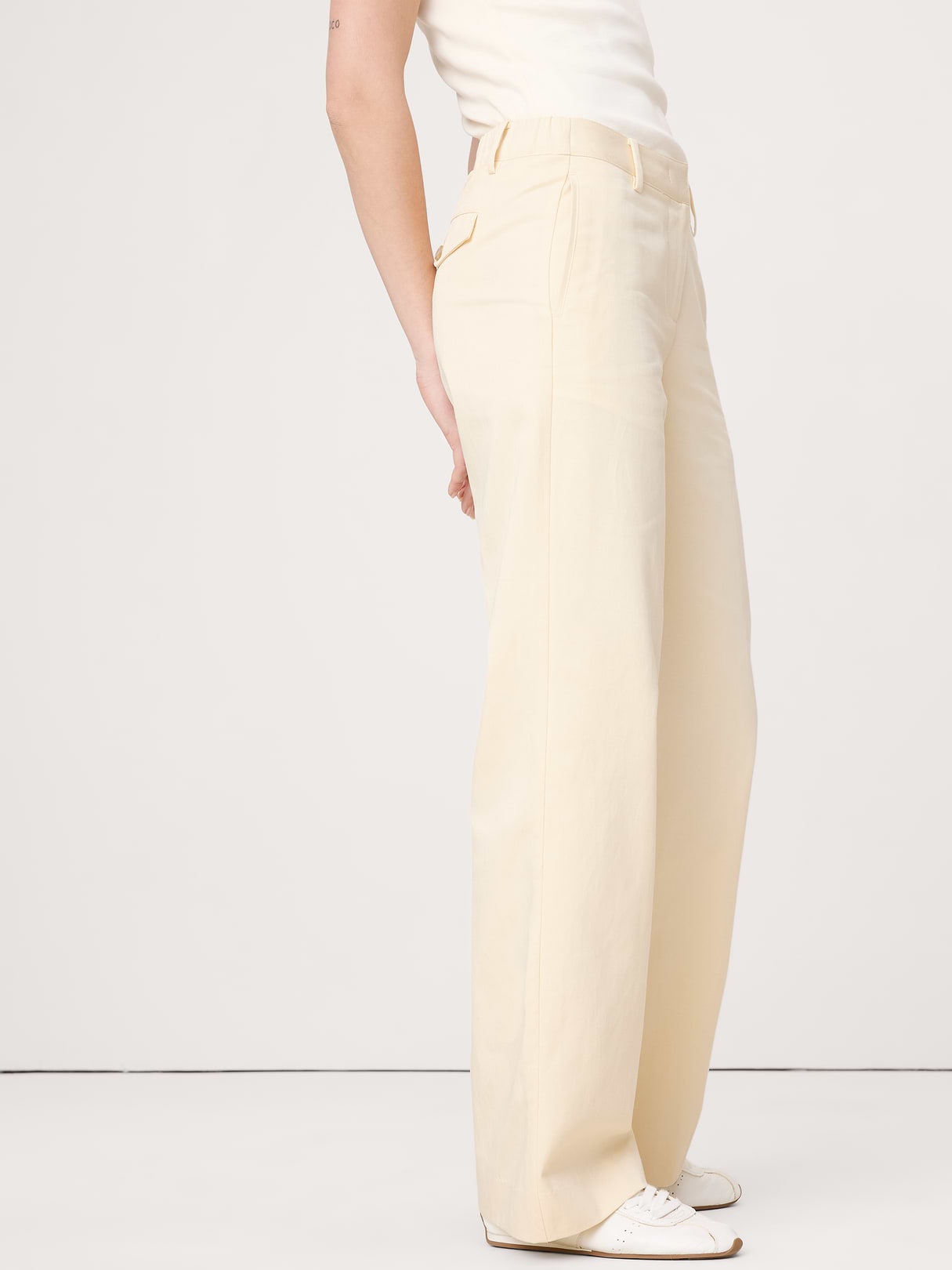 The Everyday Wide-Leg Pant in Tencel™-Cotton - Mother of Pearl Beige